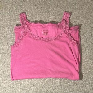 Vintage Calvin Klein Lace-Trim Pink Tank Top!